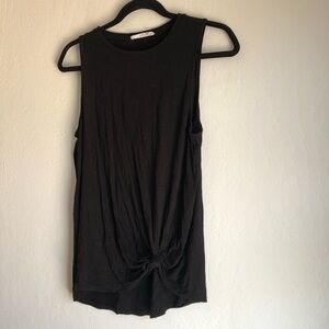 Double zero Classic Black Tank Top crew neck muscle tank front twist tie